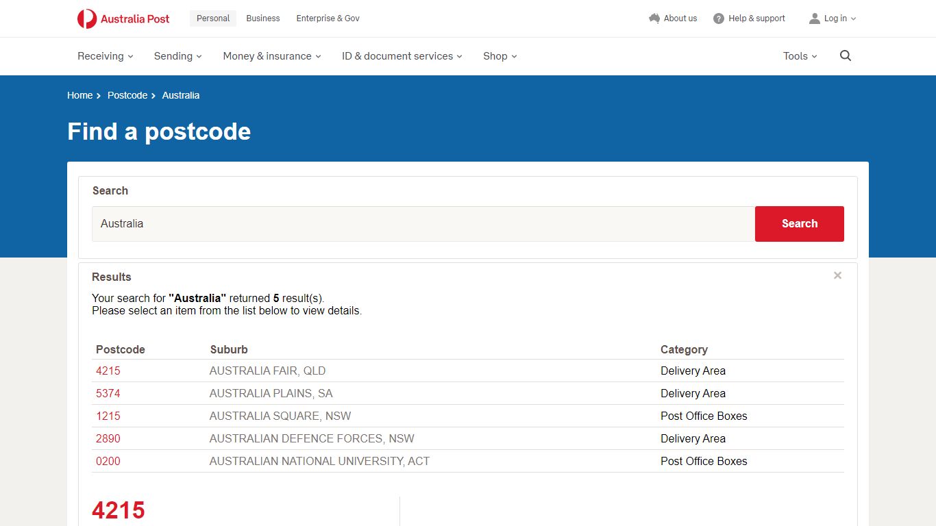 Australia Postcode - Australia Post